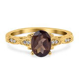 Oval Natural Stone Leaf Design Ring