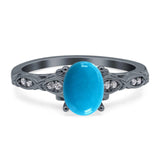 Oval Natural Stone Leaf Design Ring