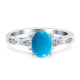Oval Natural Stone Leaf Design Ring