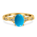 Oval Natural Stone Leaf Design Ring