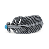 Minimalist 10mm Round Lab Created Blue Opal Feather Ring 925 Sterling Silver