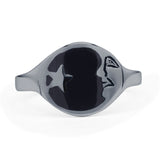 Oxidized Star & Moon Ring
