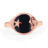Oxidized Star & Moon Ring