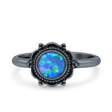Oxidized Beaded Flower Oxidized Ring