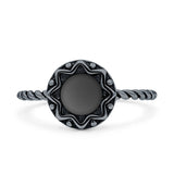 Oxidized Floral Twisted Rope Oxidized Ring