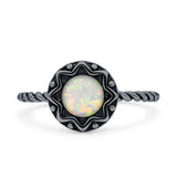 Oxidized Floral Twisted Rope Oxidized Ring