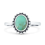 Minimalist 11mmTurquoise Heart Solitaire Oxidized Ring 925 Sterling Silver
