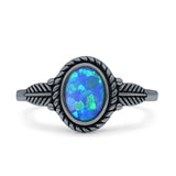 Twisted Rope Leaf Oxidized Ring