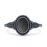 Twisted Rope Leaf Oxidized Ring