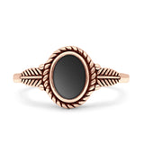 Twisted Rope Leaf Oxidized Ring