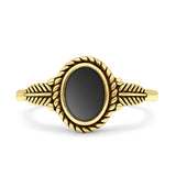 Minimalist 10mm Black Onyx Twisted Rope Leaf Oxidized Ring 925 Sterling Silver