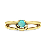 Minimalist 6mm Turquoise Moon Oxidized Ring 925 Sterling Silver