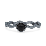 Solitaire Oxidized Ring