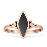 Art Deco Marquoise Oxidized Black Onyx Vintage Style Ring 925 Sterling Silver