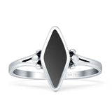 Art Deco Marquoise Oxidized Black Onyx Vintage Style Ring 925 Sterling Silver