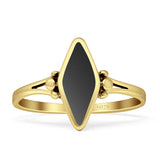 Art Deco Marquoise Oxidized Black Onyx Vintage Style Ring 925 Sterling Silver