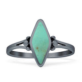 Art Deco Marquoise Oxidized Turquoise Vintage Style Ring 925 Sterling Silver