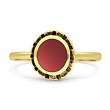 Minimalist 10mm Red Onyx Solitaire Oxidized Ring 925 Sterling Silver