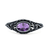 Petite Dainty Vintage Style Oval Thumb Ring Statement Fashion Oxidized Solid 925 Sterling Silver