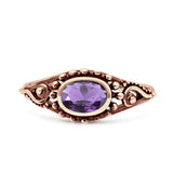 Petite Dainty Vintage Style Oval Thumb Ring Statement Fashion Oxidized Solid 925 Sterling Silver