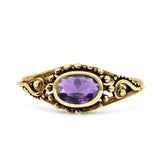 Petite Dainty Vintage Style Oval Thumb Ring Statement Fashion Oxidized Solid 925 Sterling Silver