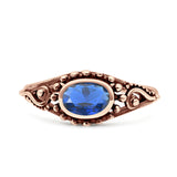 Petite Dainty Vintage Style Oval Thumb Ring Statement Fashion Oxidized Solid 925 Sterling Silver