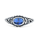 Petite Dainty Vintage Style Oval Thumb Ring Statement Fashion Oxidized Solid 925 Sterling Silver