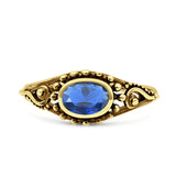 Petite Dainty Vintage Style Oval Thumb Ring Statement Fashion Oxidized Solid 925 Sterling Silver