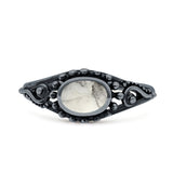 Petite Dainty Vintage Style Oval Thumb Ring Statement Fashion Oxidized Solid 925 Sterling Silver