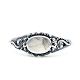 Petite Dainty Vintage Style Oval Thumb Ring Statement Fashion Oxidized Solid 925 Sterling Silver