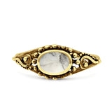 Petite Dainty Vintage Style Oval Thumb Ring Statement Fashion Oxidized Solid 925 Sterling Silver
