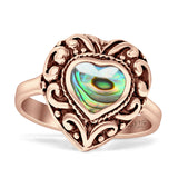 Oxidized Heart Abalone Shell Filigree Ring