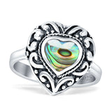 Oxidized Heart Abalone Shell Filigree Ring