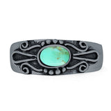 Oval 7mm Turquoise Oxidized Filigree Celtic Ring 925 Sterling Silver