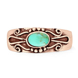 Oval 7mm Turquoise Oxidized Filigree Celtic Ring 925 Sterling Silver
