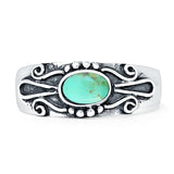 Oval 7mm Turquoise Oxidized Filigree Celtic Ring 925 Sterling Silver