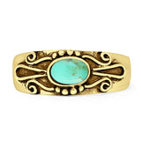 Oval 7mm Turquoise Oxidized Filigree Celtic Ring 925 Sterling Silver