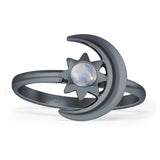 Oxidized Moon Star Ring