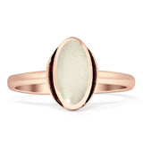 Oval 10mm Moonstone Oxidized Solitaire Ring 925 Sterling Silver
