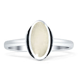 Oval 10mm Moonstone Oxidized Solitaire Ring 925 Sterling Silver