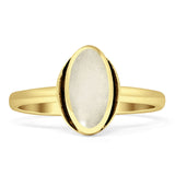 Oval 10mm Moonstone Oxidized Solitaire Ring 925 Sterling Silver