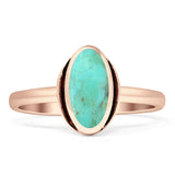 Oval 10mm Turquoise Oxidized Solitaire Ring 925 Sterling Silver