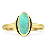 Oval 10mm Turquoise Oxidized Solitaire Ring 925 Sterling Silver