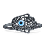 Round Mother Of Pearl Hamsa Hand Ring