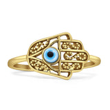 Minimalist 10mm Hamsa Hand Ring Oxidized 925 Sterling Silver
