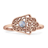 Round Moonstone Hamsa Hand Ring