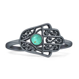 Round Turquoise Hamsa Hand Ring