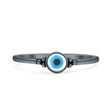 Minimalist 5mm Mother Of Pearl Evil Eye Ring 925 Sterling Silver