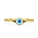 Minimalist 5mm Mother Of Pearl Evil Eye Ring 925 Sterling Silver