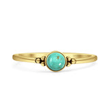 Minimalist 5mm Turquoise Ring 925 Sterling Silver